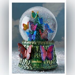 2014 Christmas Neiman Marcus Colorful Butterfly Snow Globe by James Nelson